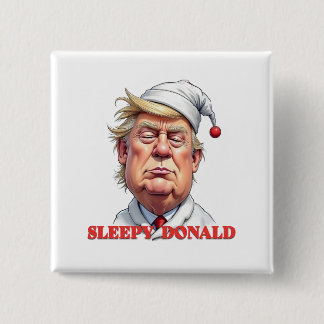 Badge Carré 5 Cm Sleepy Donald – A Subtle Political Caricature
