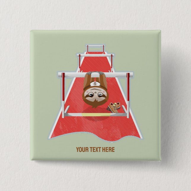 Badge Carré 5 Cm Sloth Hurdles course atheletics (Devant)