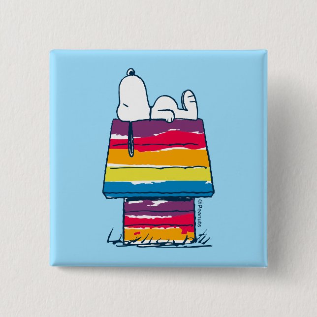 Badge Carré 5 Cm Snoopy | Rainbow Dog House (Devant)