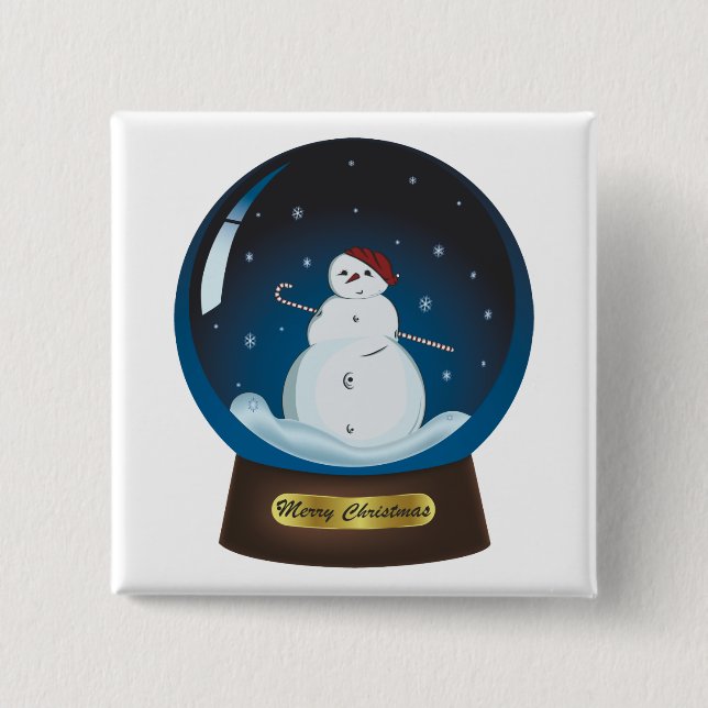 Badge Carré 5 Cm Snowglobe avec motoneige mignonne (Devant)