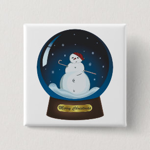 Badge Carré 5 Cm Snowglobe avec motoneige mignonne
