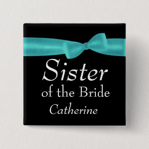 Badge Carré 5 Cm SOEUR du nom fait sur commande Y141 de mariage