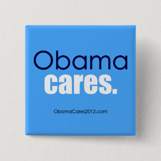 Badge Carré 5 Cm Soins d'Obama, période. Bouton carré