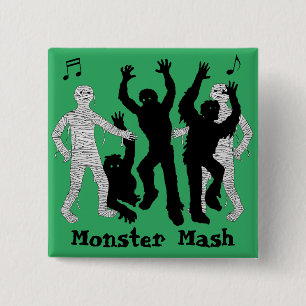 Badge Carré 5 Cm Soirée dansante Monster Mash d'Halloween