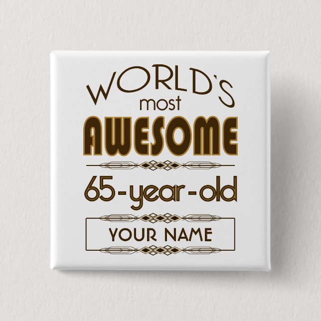 Badge Carré 5 Cm soixante-cinquième Monde de célébration (Devant)
