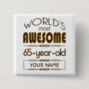 Badge Carré 5 Cm soixante-cinquième Monde de célébration