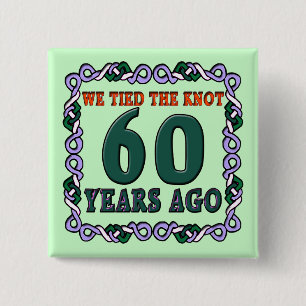 Badge Carré 5 Cm soixantième Bouton d'anniversaire de mariage