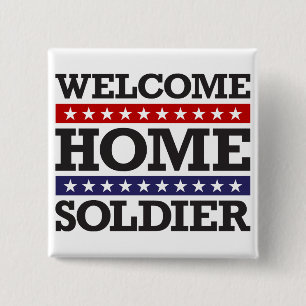 Badge Carré 5 Cm Soldat à la maison bienvenu