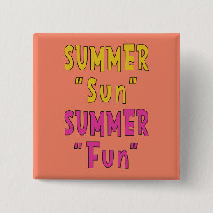 Badge Carré 5 Cm Soleil d'été, plaisir d'été