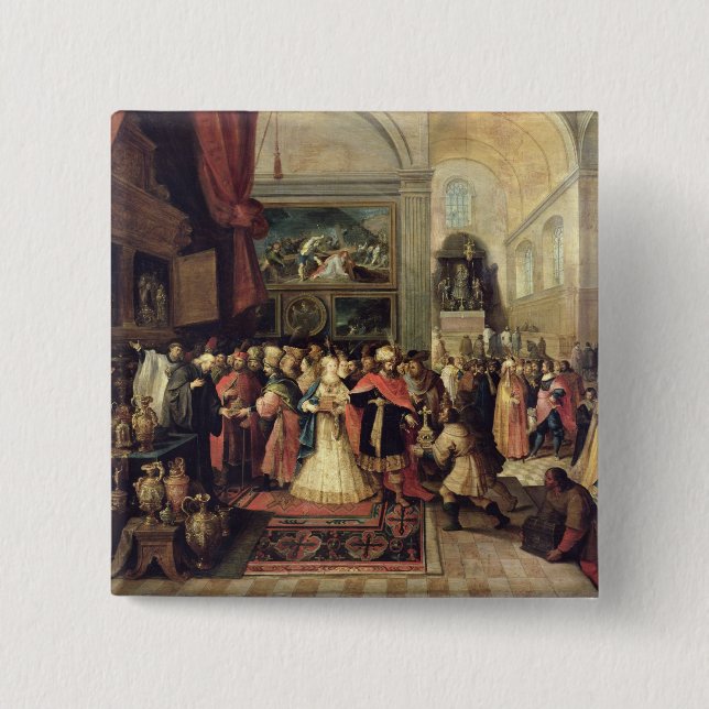 Badge Carré 5 Cm Solomon dans le trésor du temple, 1633 (Devant)