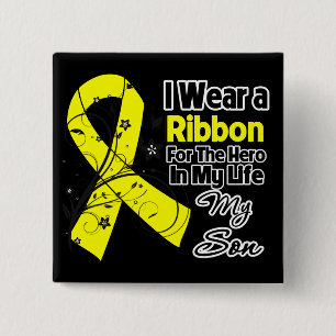 Badge Carré 5 Cm Son héros dans My Life Sarcoma