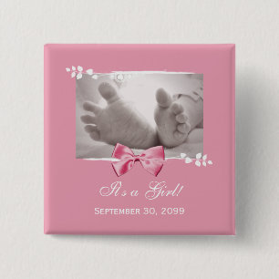 Badge Carré 5 Cm Son un faire-part de naissance élégant de baby