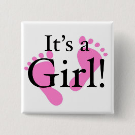Badge Carré 5 Cm Son une fille - bébé, nouveau-né, baby shower