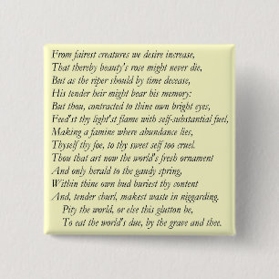Badge Carré 5 Cm Sonnet # 1 par William Shakespeare