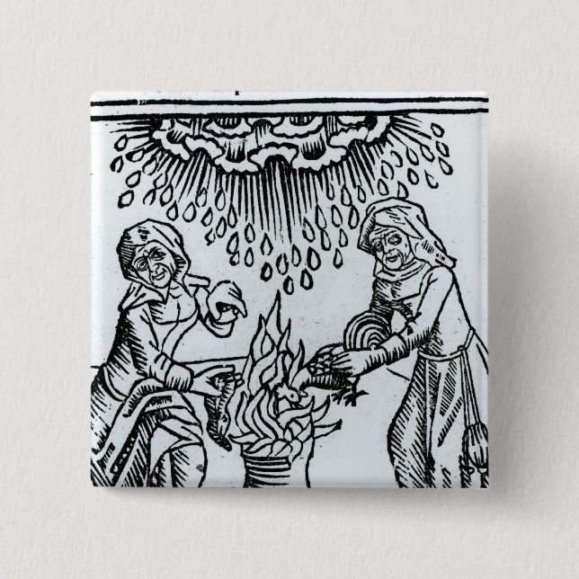 Badge Carré 5 Cm Sorcières faisant un charme, 1489 (Devant)