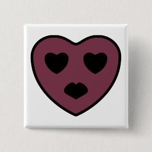 Badge Carré 5 Cm Sortie visage coeur