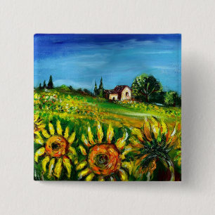 BADGE CARRÉ 5 CM SOUFFRANCES ET CAMPAGNE EN TOSCANE