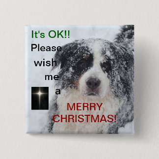 Badge Carré 5 Cm Souhaitez-moi un bouton de Joyeux Noël avec le