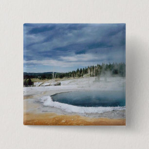 Badge Carré 5 Cm Sources chaudes-Yellowstone