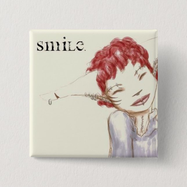 Badge Carré 5 Cm Sourire (Devant)