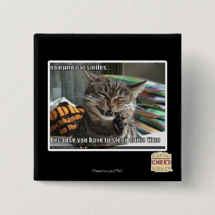 Badge Carré 5 Cm sourires de chat de vampire