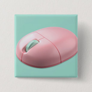 Badge Carré 5 Cm souris d'ordinateur sans fil rose