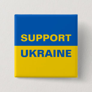 Badge Carré 5 Cm Soutenez le drapeau ukrainien