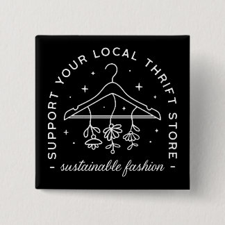 Badge Carré 5 Cm Soutenez votre friperie locale