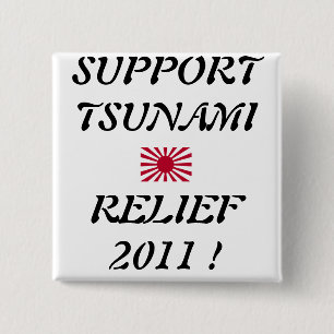 BADGE CARRÉ 5 CM SOUTENIR L'ALLÉGEMENT DU TSUNAMI