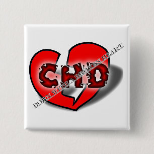 Badge Carré 5 Cm Soutenu avec un coeur brisé