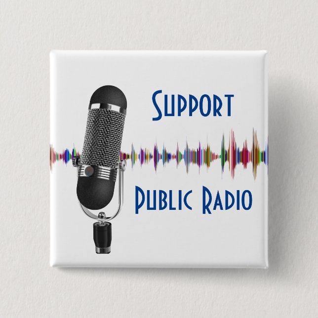 Badge Carré 5 Cm Soutien de la radio publique (Devant)