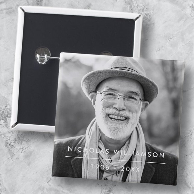 Badge Carré 5 Cm Souvenir commémoratif simple et moderne Photo pers (Créateur téléchargé)