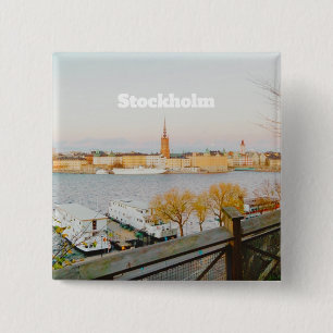 Badge Carré 5 Cm Souvenir de Stockholm, Suède