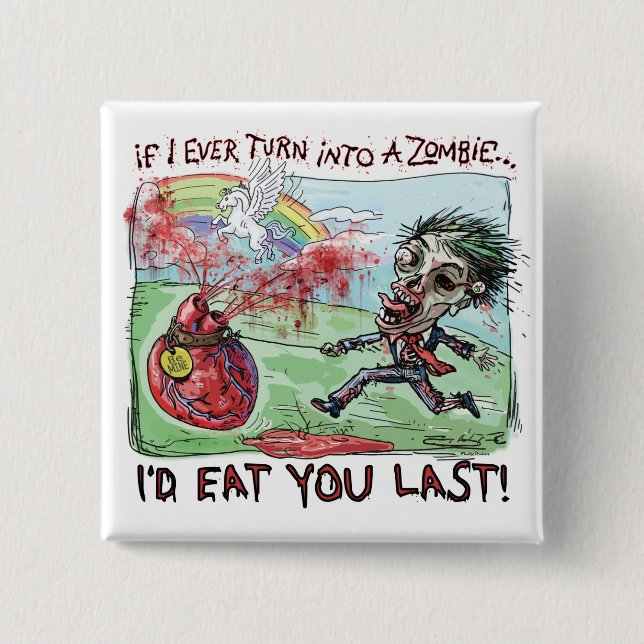 Badge Carré 5 Cm Soyez zombi Valentine de mine (Devant)