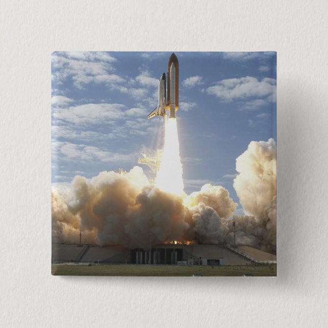Badge Carré 5 Cm Space Shuttle Atlantis se lève sur 10 (Devant)