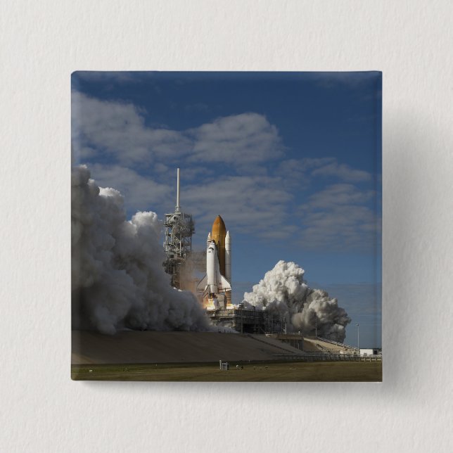 Badge Carré 5 Cm Space Shuttle Atlantis se lève sur 23 (Devant)