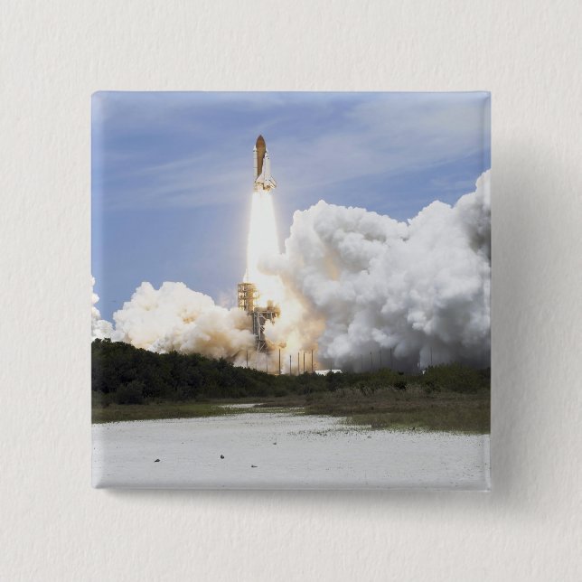 Badge Carré 5 Cm Space Shuttle Atlantis se lève sur 28 (Devant)