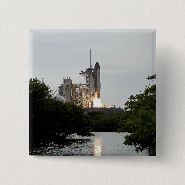 Badge Carré 5 Cm Space Shuttle Endeavor se lève (Devant)