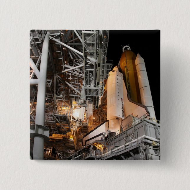 Badge Carré 5 Cm Space Shuttle Endeavor sur le lancement (Devant)
