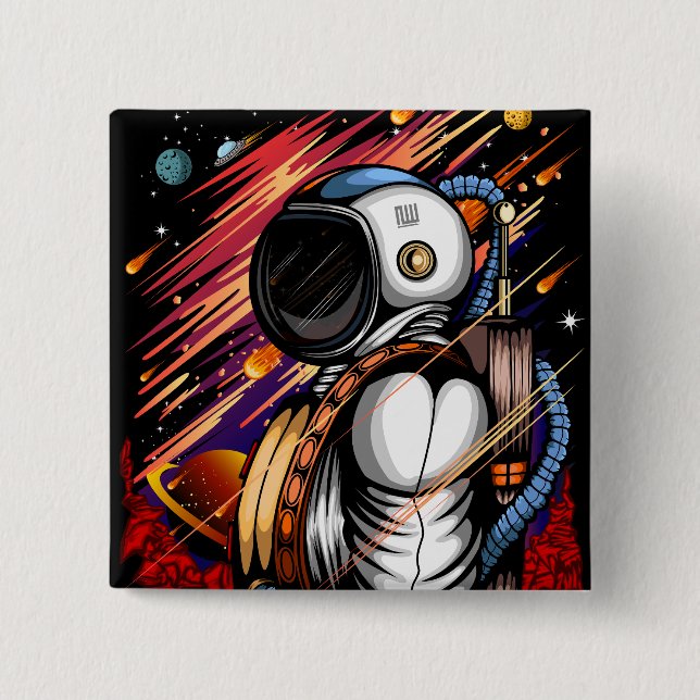 Badge Carré 5 Cm Spaceman (Devant)