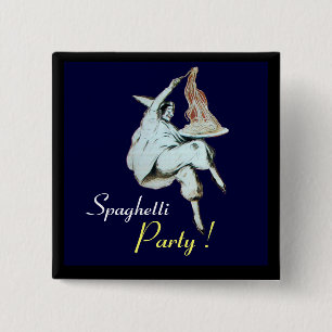 Badge Carré 5 Cm SPAGHETTI PARTY ITALIAN KITCHEN, RESTAURANT rouge