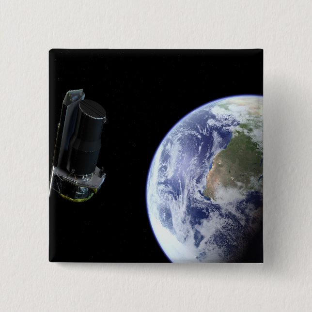 Badge Carré 5 Cm Spitzer quitte la Terre peu après son lancement (Devant)