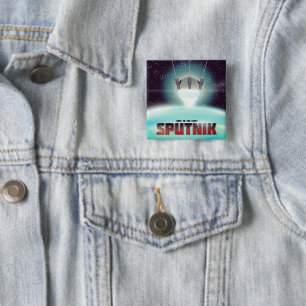 Badge Carré 5 Cm Spoutnik "course vers les étoiles"