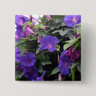 Badge Carré 5 Cm Spring Morning Glories en bleu