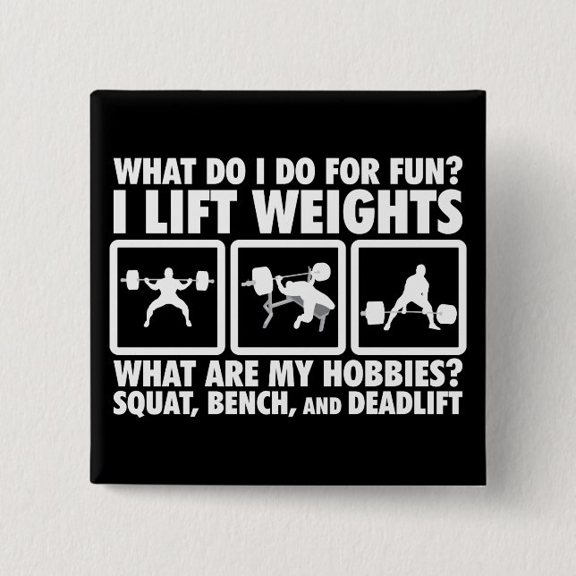 Badge Carré 5 Cm Squat, Banc, Deadlift - Motivation (Devant)