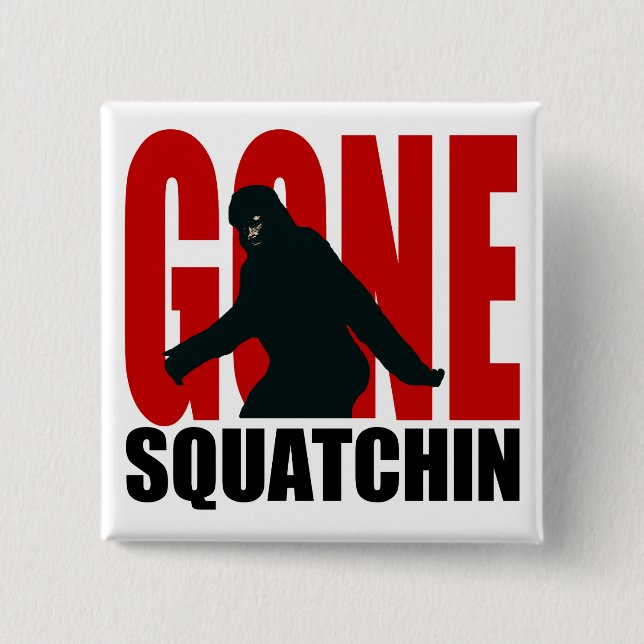 Badge Carré 5 Cm Squatchin allé - noir et rouge (Devant)