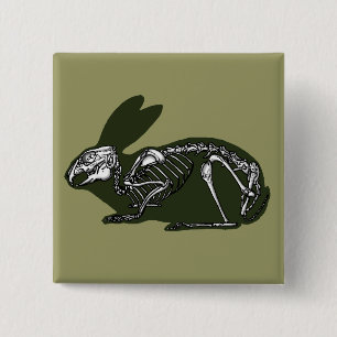 Badge Carré 5 Cm squelette de lapin