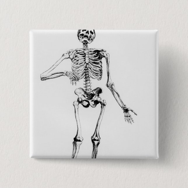 Badge Carré 5 Cm Squelette humain (Devant)