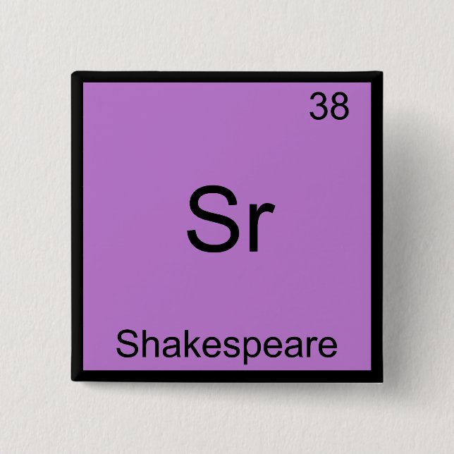 Badge Carré 5 Cm Sr - Shakespeare Symbole de l'élément de chimie am (Devant)