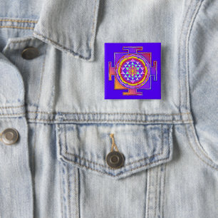 Badge Carré 5 Cm Sri Yantra - Symbolisme de l'Hindouisme Design 1